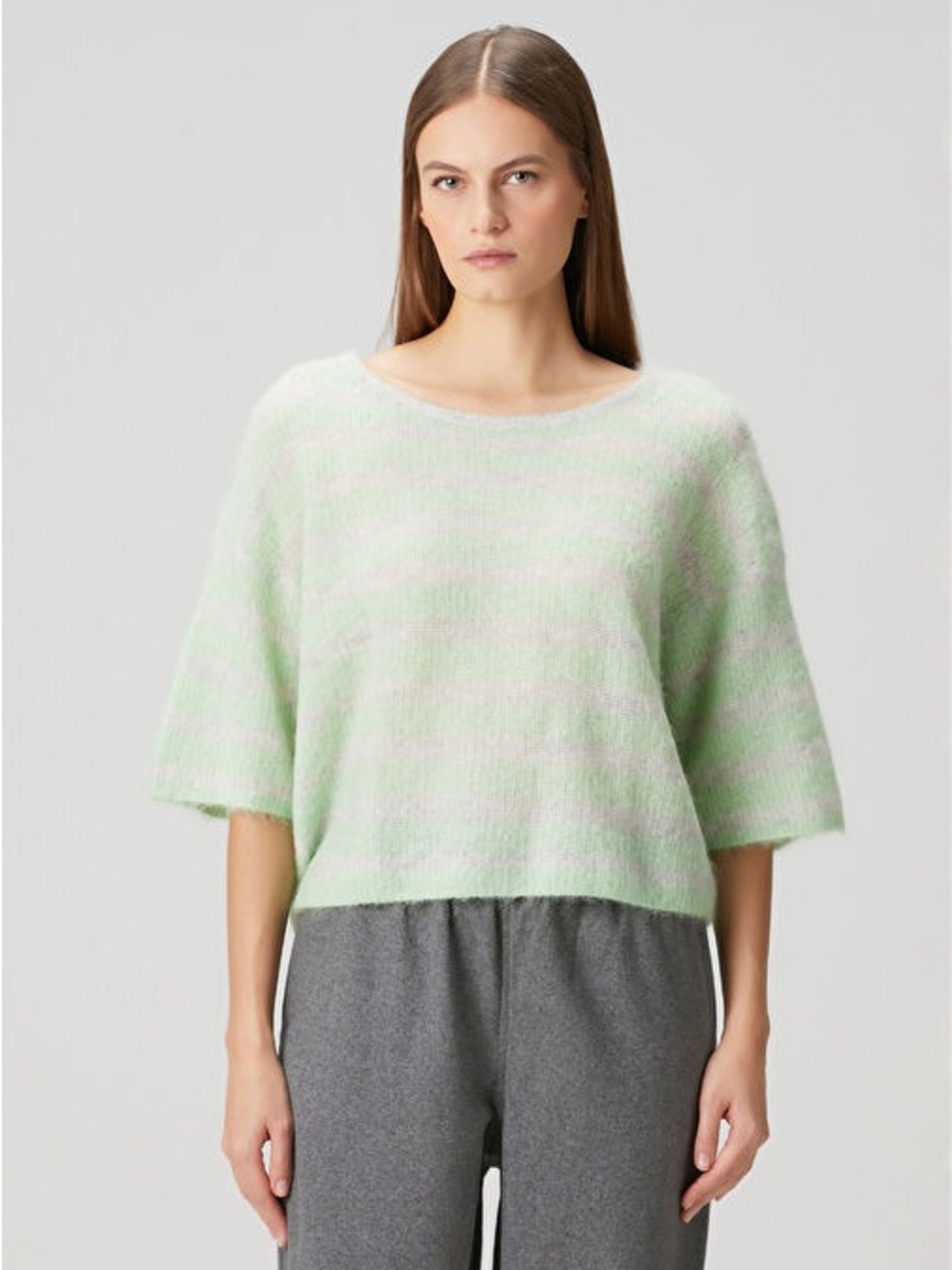 American Vintage Alpaca Green Striped Sweater M/L